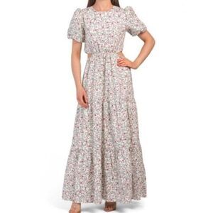 WAYF Floral Plaza Cutout Tiered Maxi Dress XS